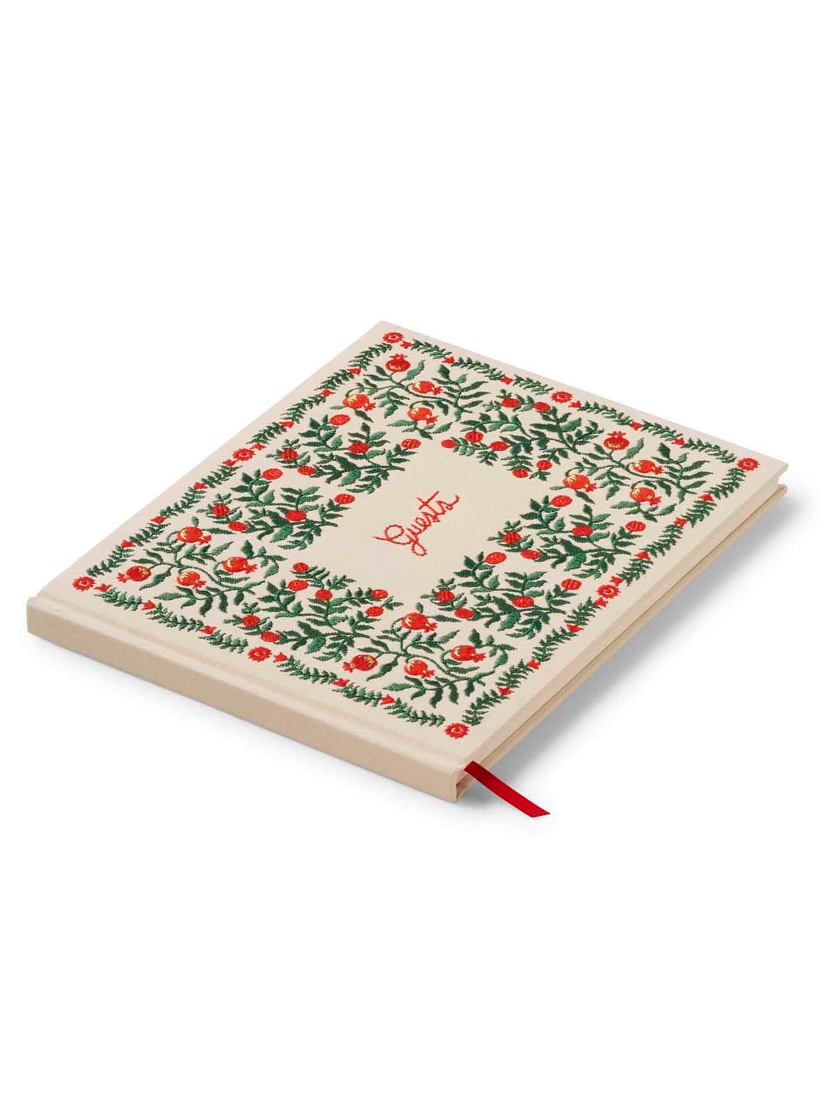 Rifle Paper Co Christmastide pomegranate fabric guest book