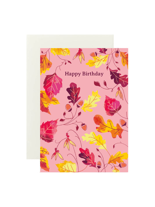 Autumn leaves birthday card