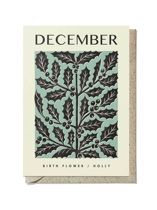 December holly birthday card