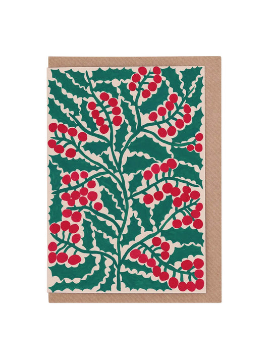 Holly leaves and berries card