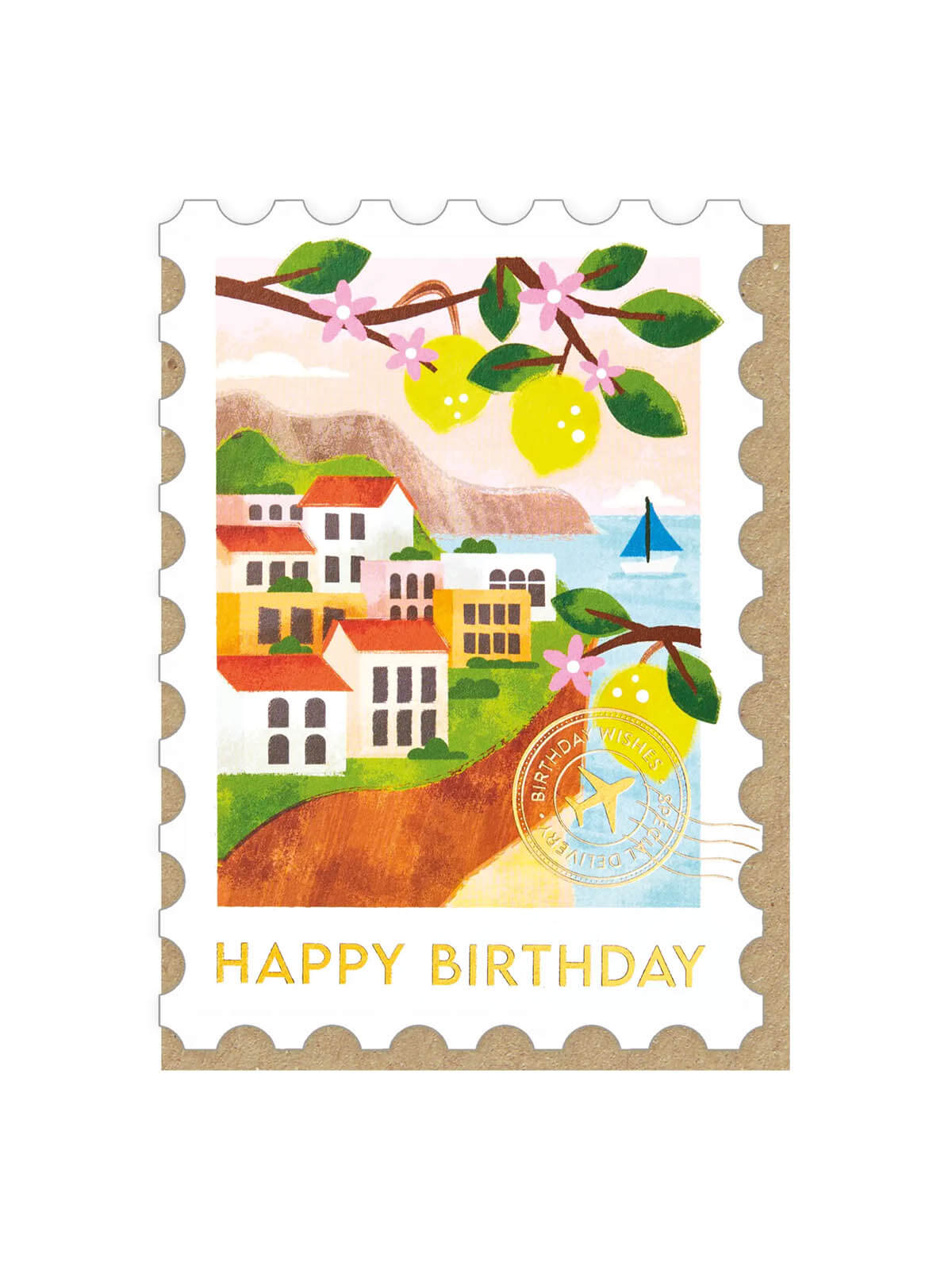 Italian Riviera stamp birthday card