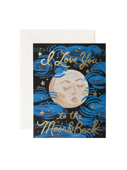 Rifle Paper Co I love you to the moon and back card