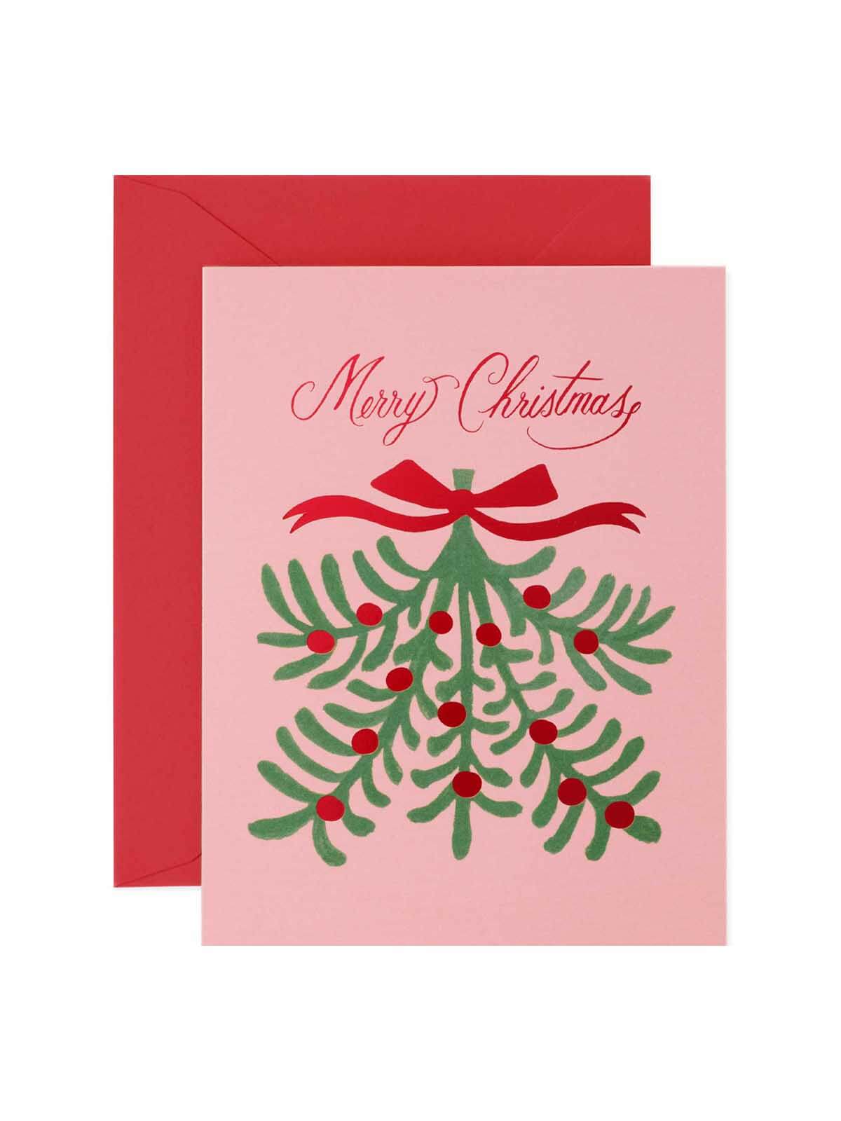 Rifle Paper Co Merry Christmas mistletoe card - SINGLE CARD