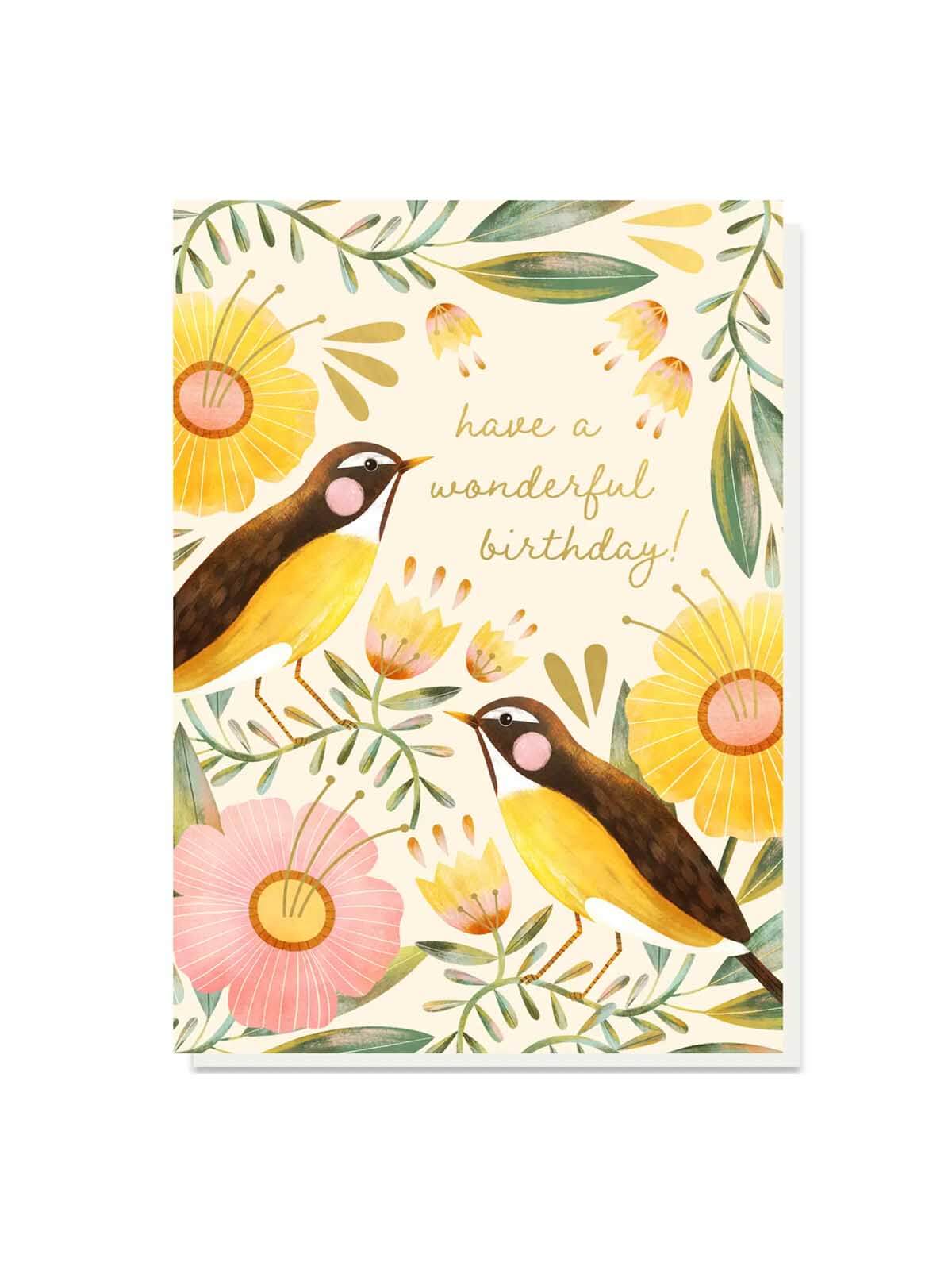 Sunshine garden birds birthday card