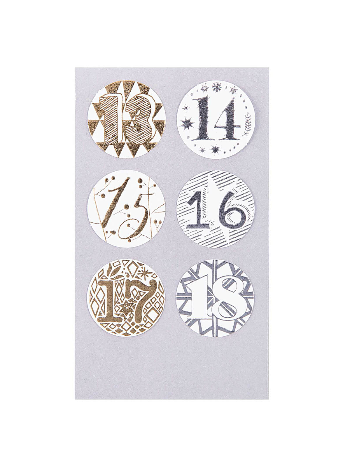 Gold and silver advent calendar stickers