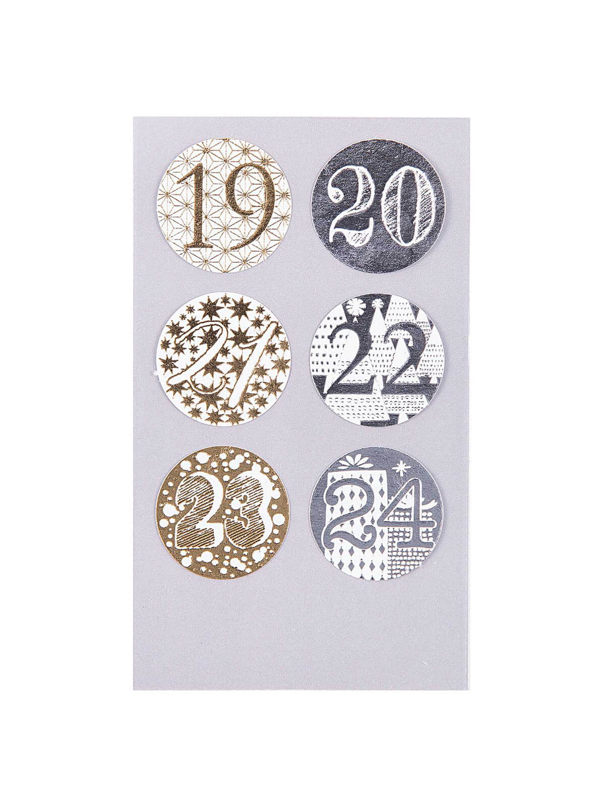 Gold and silver advent calendar stickers