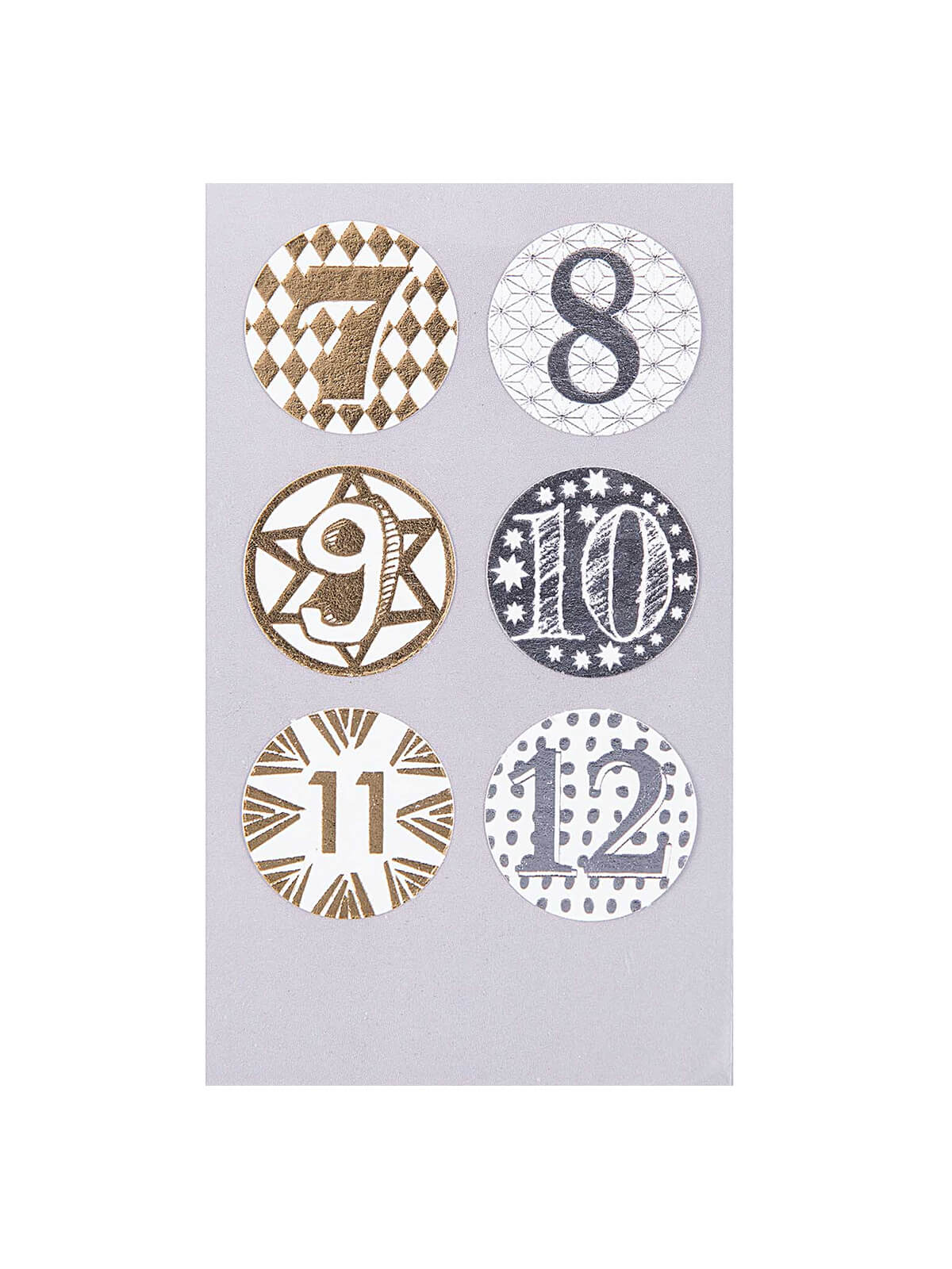 Gold and silver advent calendar stickers